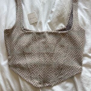 Free People Textured Crop Corset Top in Pink Taupe and Cream
